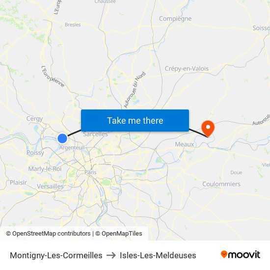 Montigny-Les-Cormeilles to Isles-Les-Meldeuses map