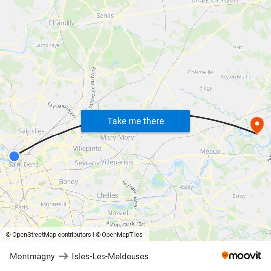 Montmagny to Isles-Les-Meldeuses map