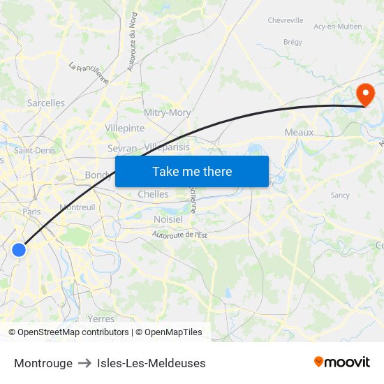 Montrouge to Isles-Les-Meldeuses map