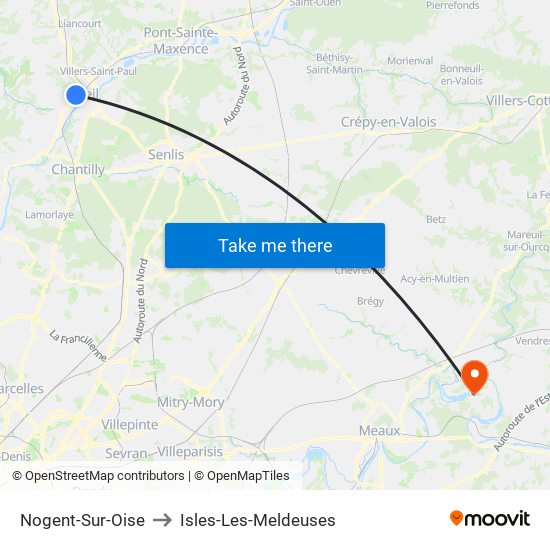 Nogent-Sur-Oise to Isles-Les-Meldeuses map