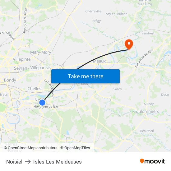 Noisiel to Isles-Les-Meldeuses map