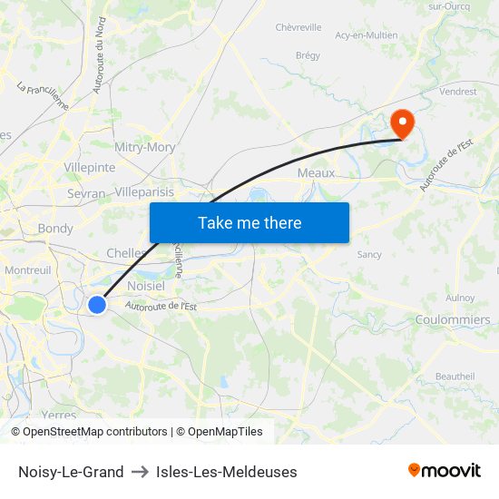 Noisy-Le-Grand to Isles-Les-Meldeuses map