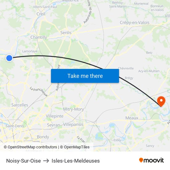 Noisy-Sur-Oise to Isles-Les-Meldeuses map