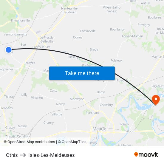 Othis to Isles-Les-Meldeuses map