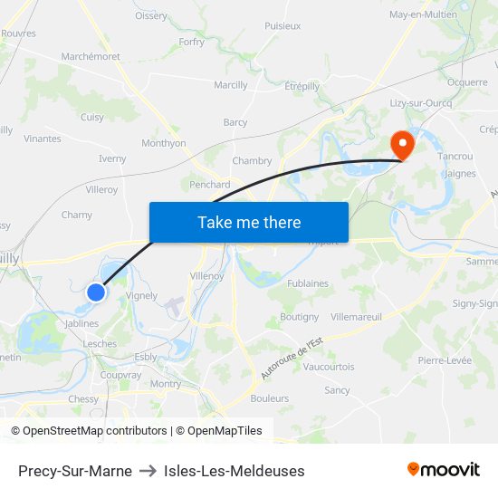 Precy-Sur-Marne to Isles-Les-Meldeuses map