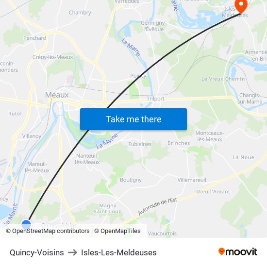 Quincy-Voisins to Isles-Les-Meldeuses map