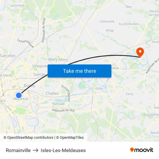 Romainville to Isles-Les-Meldeuses map