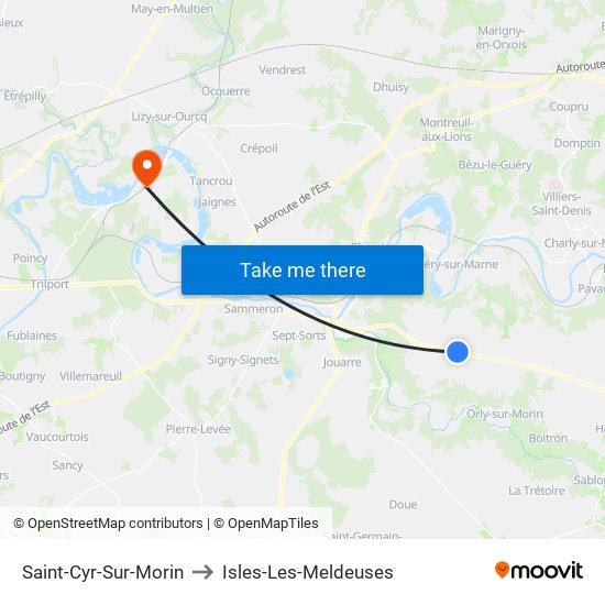 Saint-Cyr-Sur-Morin to Isles-Les-Meldeuses map