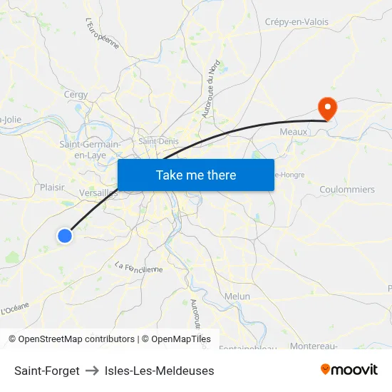 Saint-Forget to Isles-Les-Meldeuses map