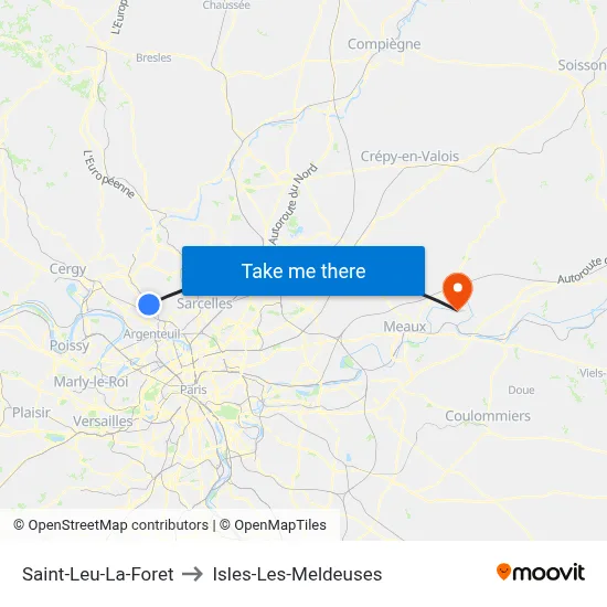 Saint-Leu-La-Foret to Isles-Les-Meldeuses map