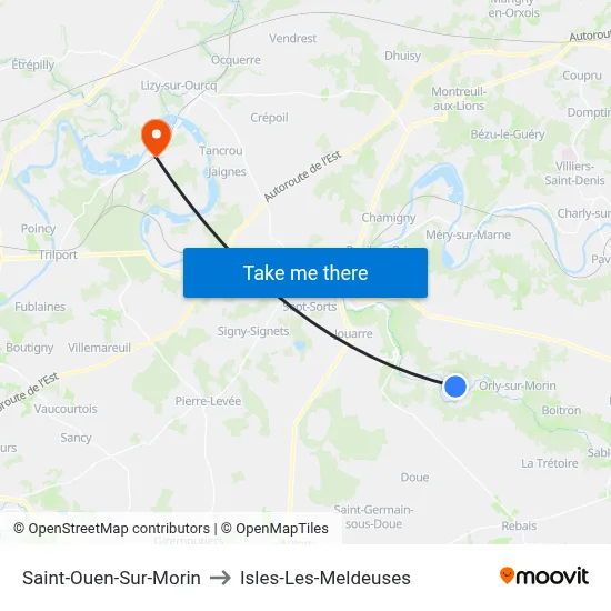Saint-Ouen-Sur-Morin to Isles-Les-Meldeuses map