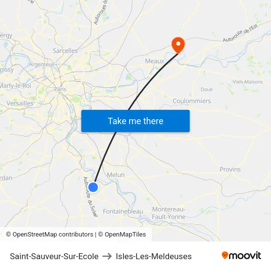 Saint-Sauveur-Sur-Ecole to Isles-Les-Meldeuses map