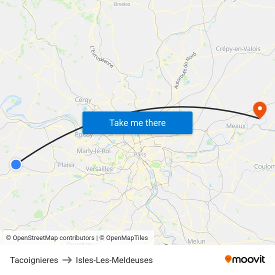 Tacoignieres to Isles-Les-Meldeuses map