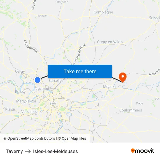 Taverny to Isles-Les-Meldeuses map