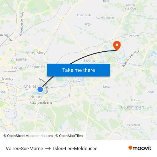 Vaires-Sur-Marne to Isles-Les-Meldeuses map