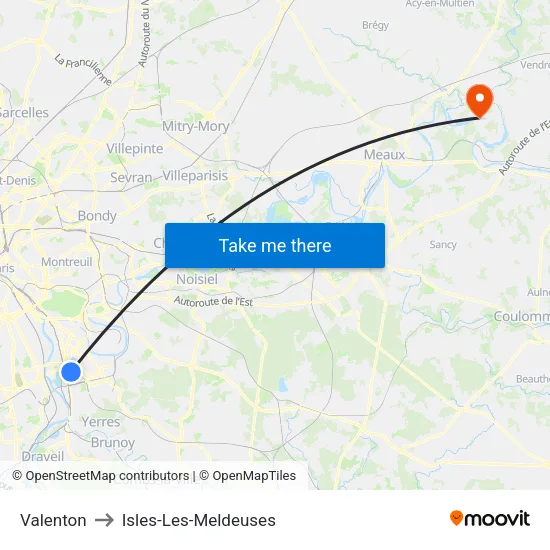 Valenton to Isles-Les-Meldeuses map