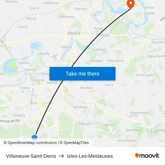 Villeneuve-Saint-Denis to Isles-Les-Meldeuses map