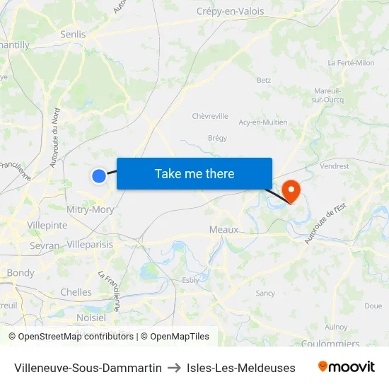 Villeneuve-Sous-Dammartin to Isles-Les-Meldeuses map