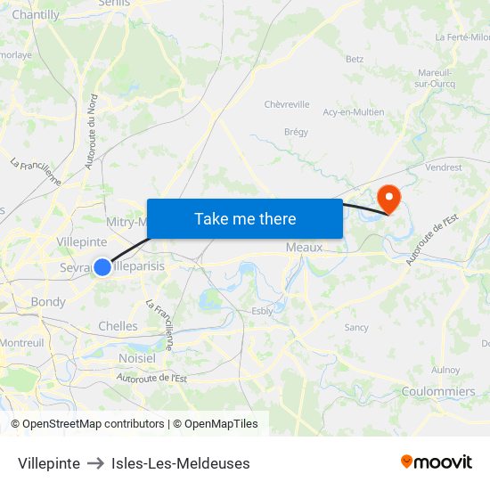 Villepinte to Isles-Les-Meldeuses map