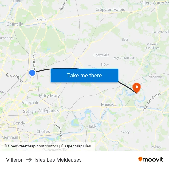 Villeron to Isles-Les-Meldeuses map