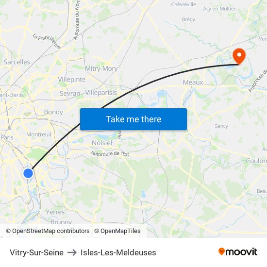 Vitry-Sur-Seine to Isles-Les-Meldeuses map