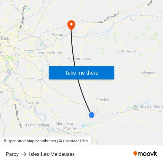 Paroy to Isles-Les-Meldeuses map