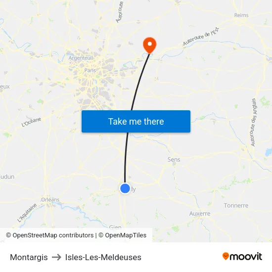 Montargis to Isles-Les-Meldeuses map