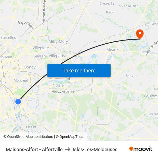 Maisons-Alfort - Alfortville to Isles-Les-Meldeuses map