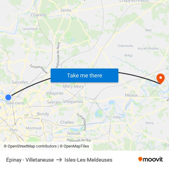 Épinay - Villetaneuse to Isles-Les-Meldeuses map