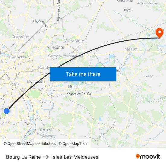 Bourg-La-Reine to Isles-Les-Meldeuses map