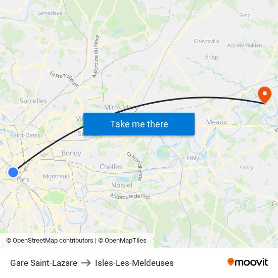 Gare Saint-Lazare to Isles-Les-Meldeuses map