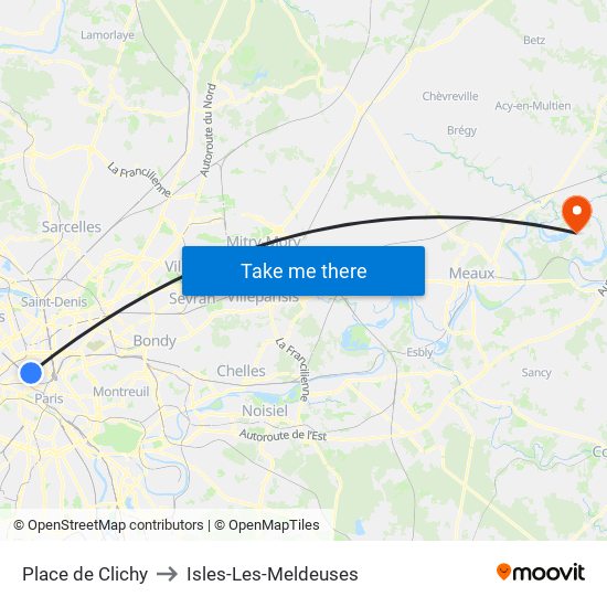 Place de Clichy to Isles-Les-Meldeuses map