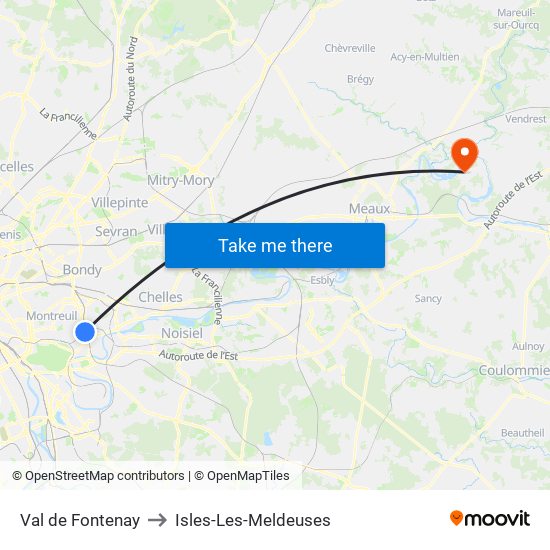 Val de Fontenay to Isles-Les-Meldeuses map