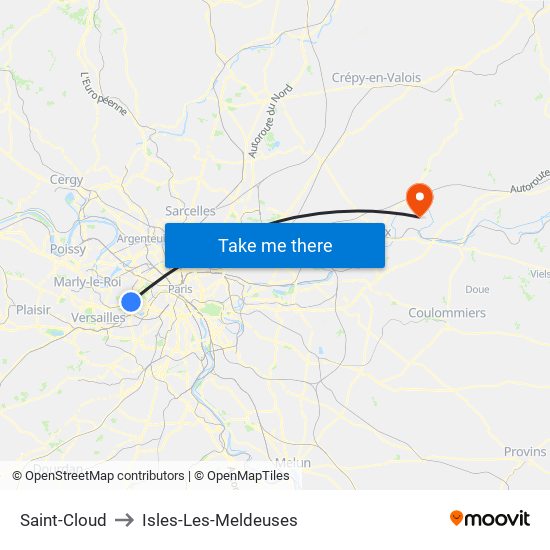 Saint-Cloud to Isles-Les-Meldeuses map