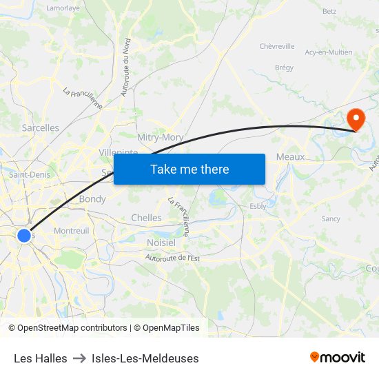 Les Halles to Isles-Les-Meldeuses map