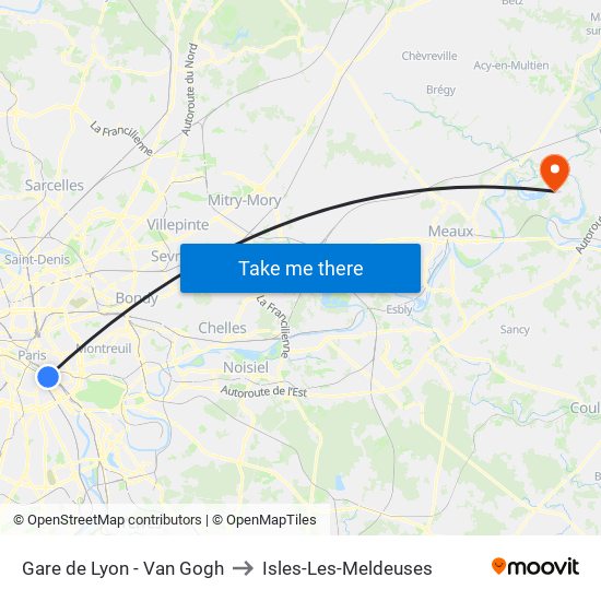 Gare de Lyon - Van Gogh to Isles-Les-Meldeuses map