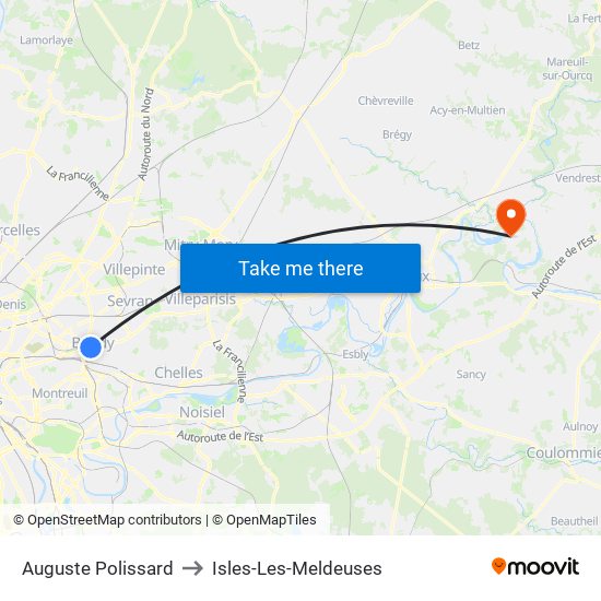 Auguste Polissard to Isles-Les-Meldeuses map