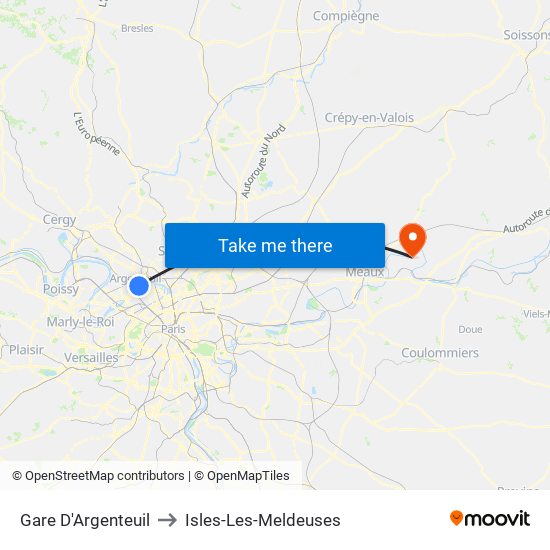 Gare D'Argenteuil to Isles-Les-Meldeuses map