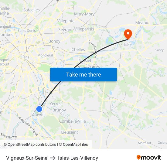 Vigneux-Sur-Seine to Isles-Les-Villenoy map