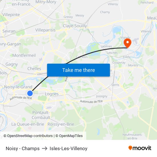 Noisy - Champs to Isles-Les-Villenoy map