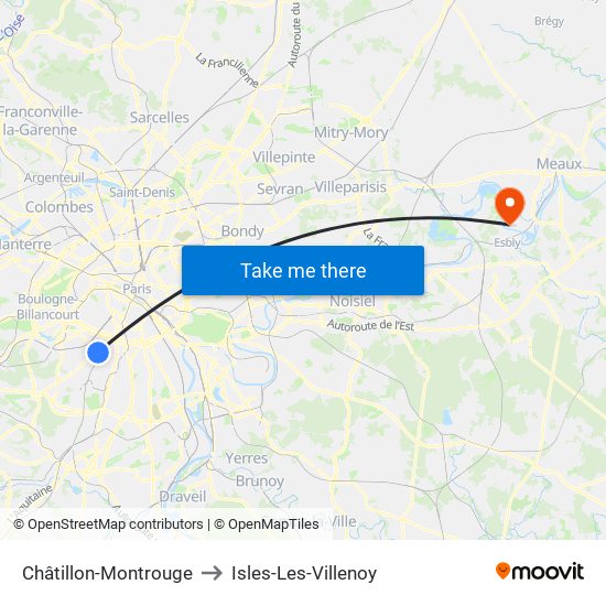 Châtillon-Montrouge to Isles-Les-Villenoy map