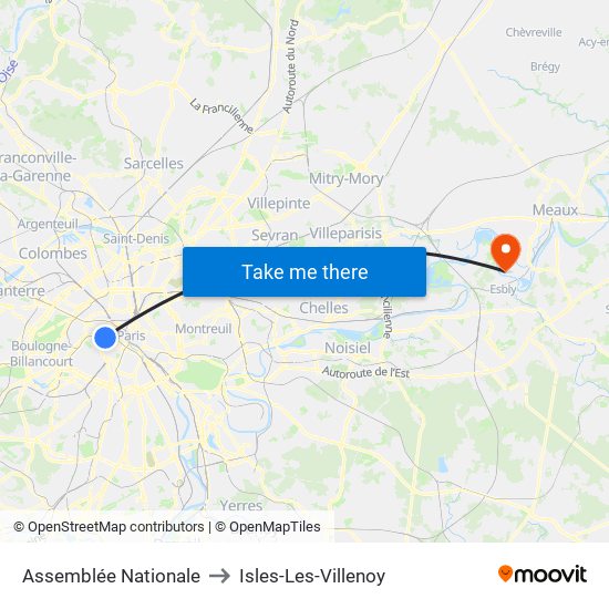 Assemblée Nationale to Isles-Les-Villenoy map