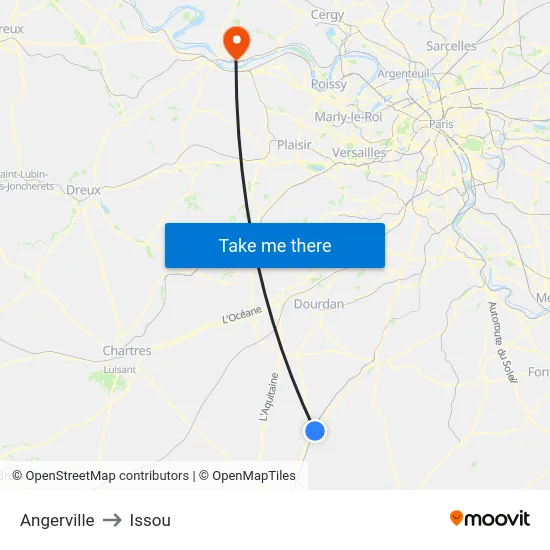 Angerville to Issou map