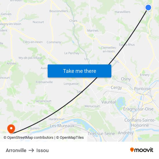 Arronville to Issou map
