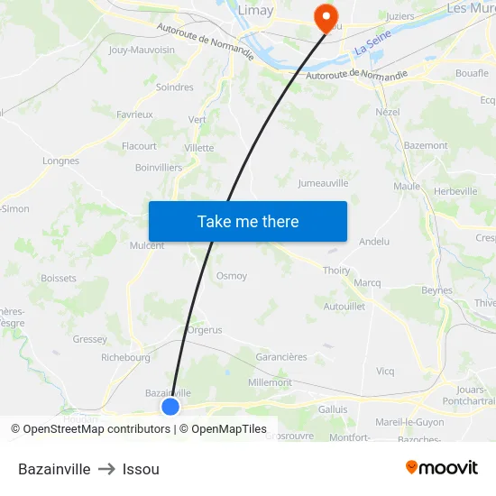 Bazainville to Issou map