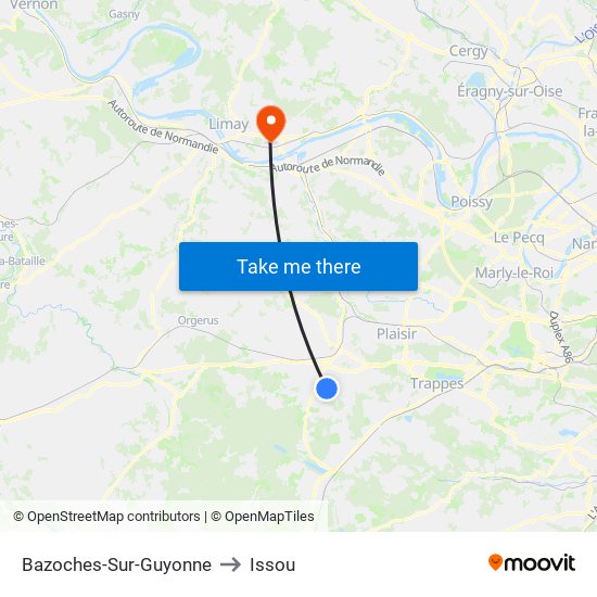 Bazoches-Sur-Guyonne to Issou map