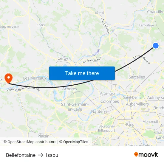Bellefontaine to Issou map