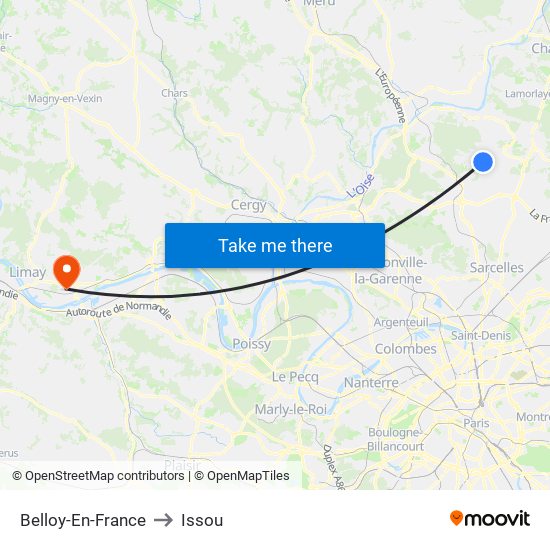 Belloy-En-France to Issou map