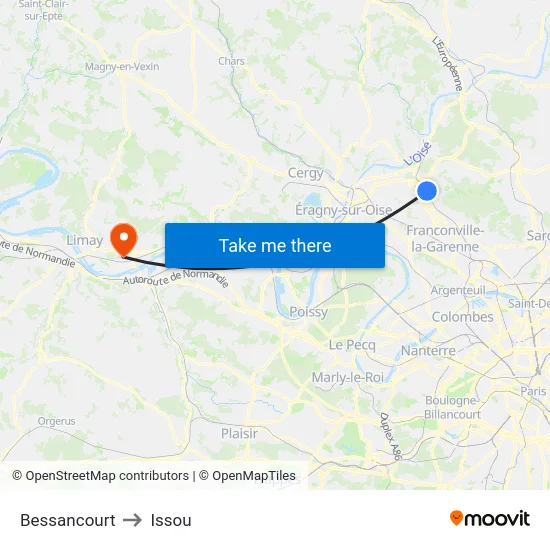 Bessancourt to Issou map