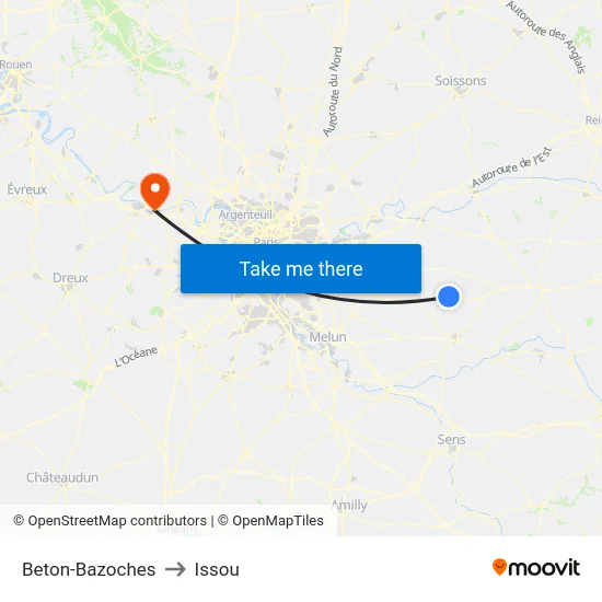 Beton-Bazoches to Issou map